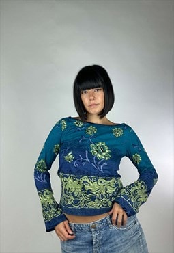 Vintage Late 90s Long Sleeve Floral Top