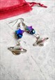 COSMIC PLANET IRIDESCENT STAR X FACET CRYSTAL EARRINGS
