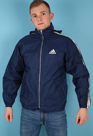 VINTAGE ADIDAS WINDBREAKER JACKET IN NAVY NJ514B