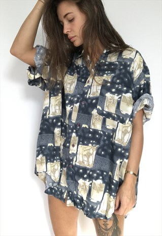 PATTERNED OVERSIZED RETRO VINTAGE UNISEX FESTIVAL SHIRT