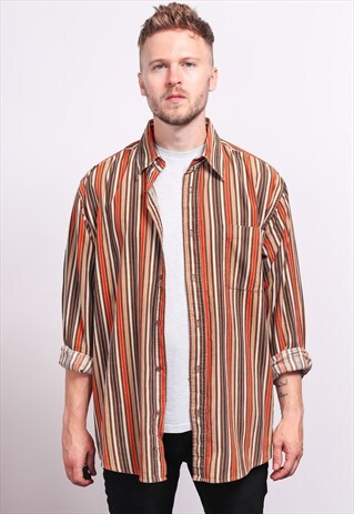 VINTAGE CORDUROY CORD STRIPED SHIRT