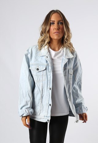 DENIM JACKET OVERSIZED FITTED VINTAGE UK 18 - 20 (2DU)