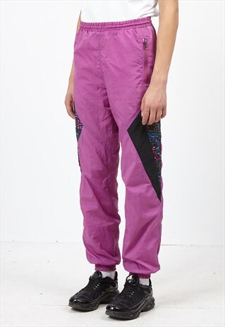VINTAGE RETRO PURPLE TRACK BOTTOMS JOGGERS