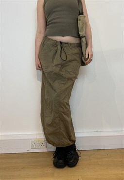 00s reworked brown maxi utility skirt