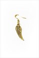 54 FLORAL WING FEATHER HANGING HOOP EARRING - GOLD
