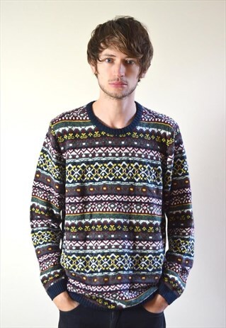 00S MULTI COLOURED PATTERN KNIT JUMPER