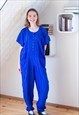 BRIGHT BLUE WIDE SHORT SLEEVE JUMPSUIT