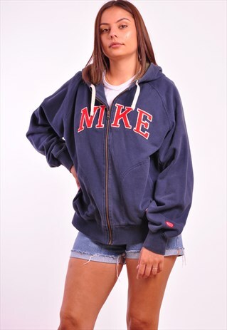 VINTAGE NIKE ZIP UP SPELL OUT HOODED SWEATER