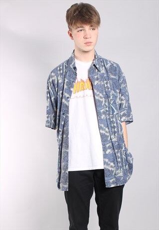 VINTAGE ABSTRACT CRAZY PATTERN SHIRT