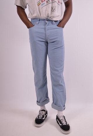 LEVI'S 505 MENS VINTAGE CORDUROY TROUSERS W30 L32 BLUE 90S