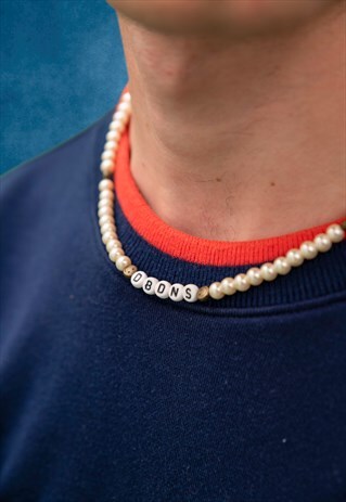 BRONZE SMILEY PEARL NECKLACE