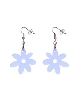 Flower power single drop earrings - blue frost. Festival fun