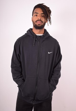 NIKE MENS VINTAGE HOODIE JACKET XXL BLACK 90S