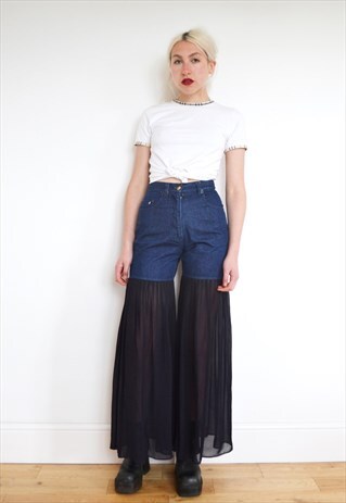 MOSCHINO DENIM CHIFFON BLUE CULOTTE TROUSERS