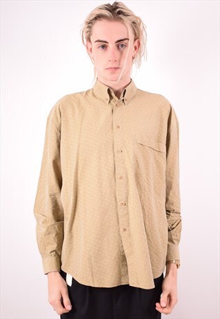 GIANNI VERSACE MENS VINTAGE SHIRT LARGE KHAKI 90S