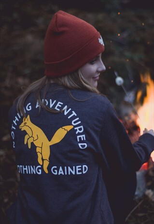 'NOTHING ADVENTURED, NOTHING GAINED' CHARCOAL FOX SWEATSHIRT