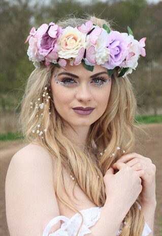 LARGE PASTEL BUTTERFLY FLOWER HEADPIECE