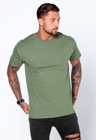 ESSENTIAL PLAIN T-SHIRT - OLIVE KHAKI GREEN