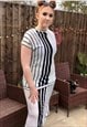 HUMBUG STYLE STRIPE 80S FINE KNIT SKIRT SUIT 