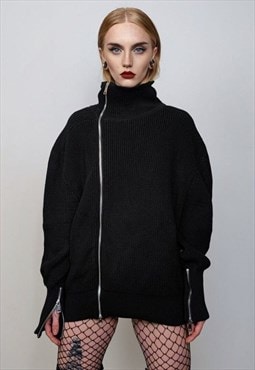 Utility turtleneck grunge punk sweater raised neck knit top