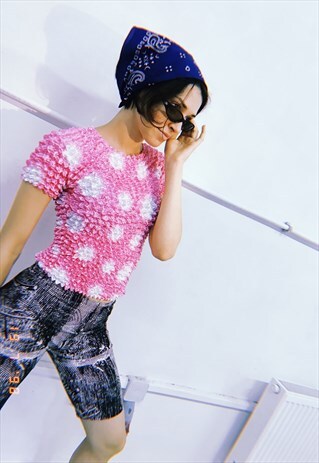 90'S RETRO TIE DYE TEEN FESTIVAL TOP IN PINK