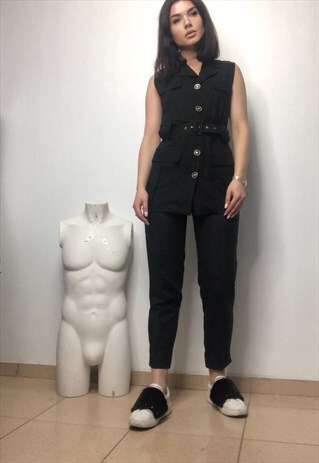 VINTAGE CO ORD TWO PIECES SUIT HIGH RISE TROUSERS AND VEST