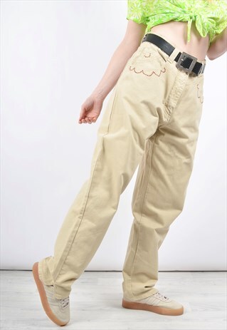 VINTAGE 80S BAGGY MOM JEANS WITH STUDDED DETAIL