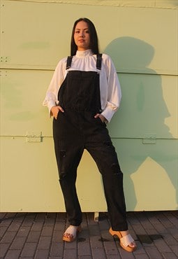 Long Dungarees in Black
