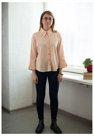 VINTAGE 80'S PASTEL ORANGE STRIPED SHIRT