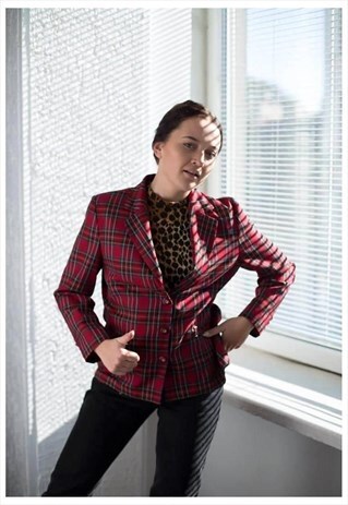 VINTAGE 80'S RED TARTAN BLAZER
