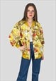 80'S COTTON VINTAGE FLORAL YELLOW BOMBER JACKET