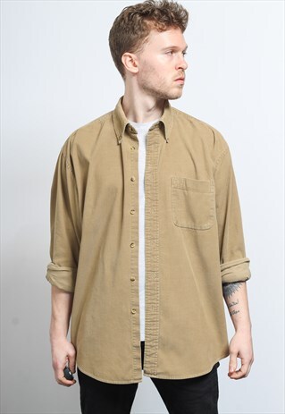 VINTAGE CORDUROY CORD SHIRT BROWN