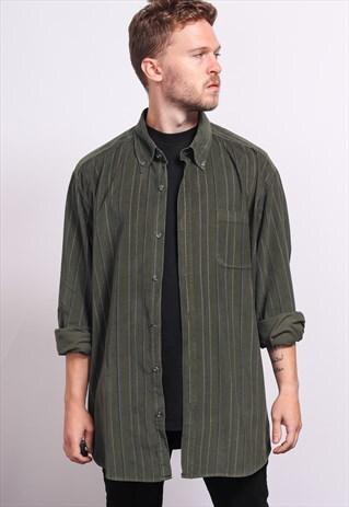 VINTAGE CORDUROY CORD SHIRT GREEN