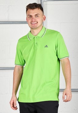 Vintage Adidas Polo Shirt in Green Short Sleeve Tee Large