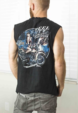VINTAGE HARLEY DAVIDSON T-SHIRT LOGO 90S M 6.3