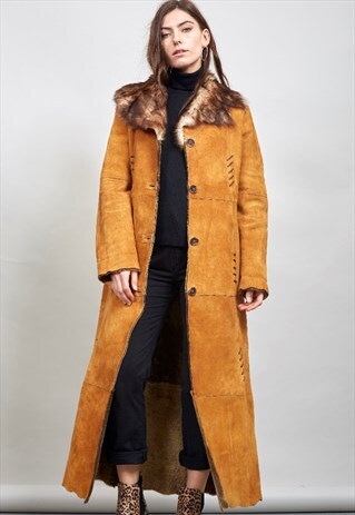 VINTAGE 70'S PREMIUM MAXI CAMEL SHEEPSKIN COAT