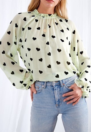 PARKER SHEER BLOUSE - GREEN HEART