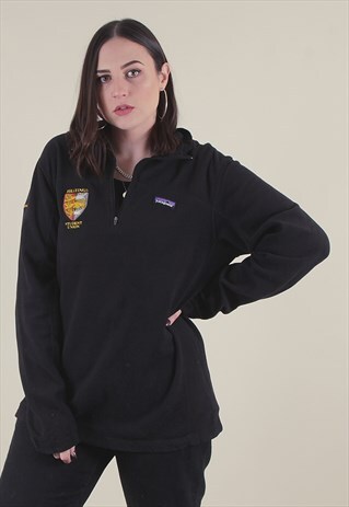 VINTAGE BLACK PATAGONIA PULLOVER 1/4 ZIP FLEECE /A5043
