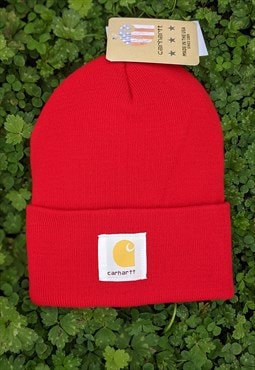 New Wool Carhartt Red WIP Logo Beanie Hat