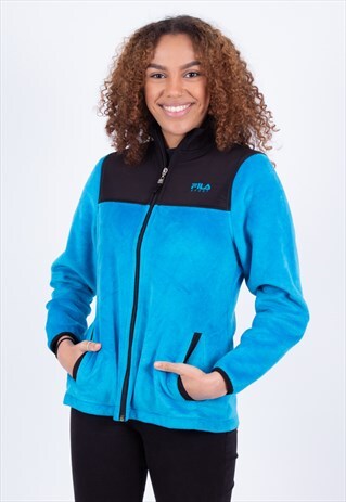 VINTAGE 90S BLUE ZIP UP FLEECE FILA