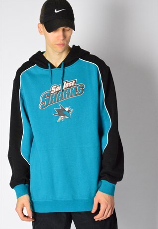 VINTAGE 90S REEBOK NHL SHARKS HOCKEY HOODIE