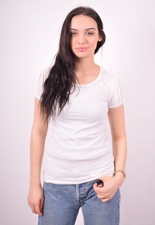 RALPH LAUREN WOMENS VINTAGE T-SHIRT TOP MEDIUM WHITE 90'S
