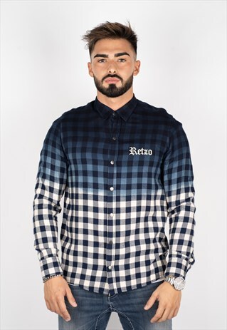 BLUE AND WHITE CHESS SHIRT