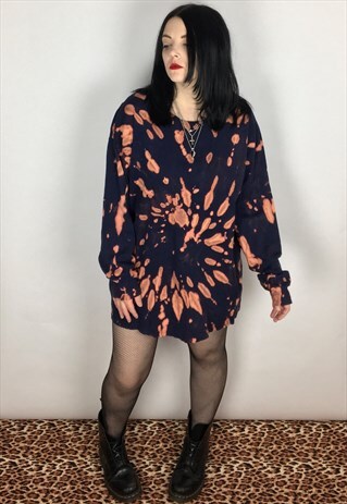 GRUNGE STYLE TIE DYE REWORKED T-SHIRT SIZE XL