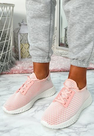 WOMENS TRAINERS SNEAKERS RUNNING PEACH RED SHOES