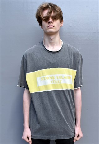 VINTAGE 90S STONE ISLAND ITALY STRIPE OVER SIZED T-SHIRT