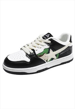 Star patch sneakers retro classic camouflage trainers black
