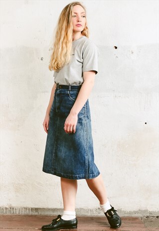 VINTAGE 90S DENIM MIDI SKIRT