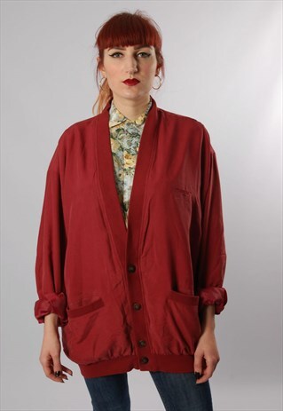 VINTAGE 80S GRANDPA OVERSIZE SILK JACKET