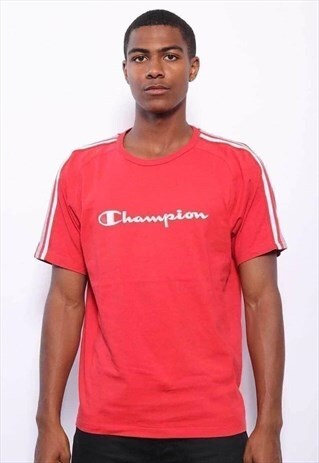 VINTAGE CHAMPION BIG LOGO SPELLOUT T-SHIRT RED